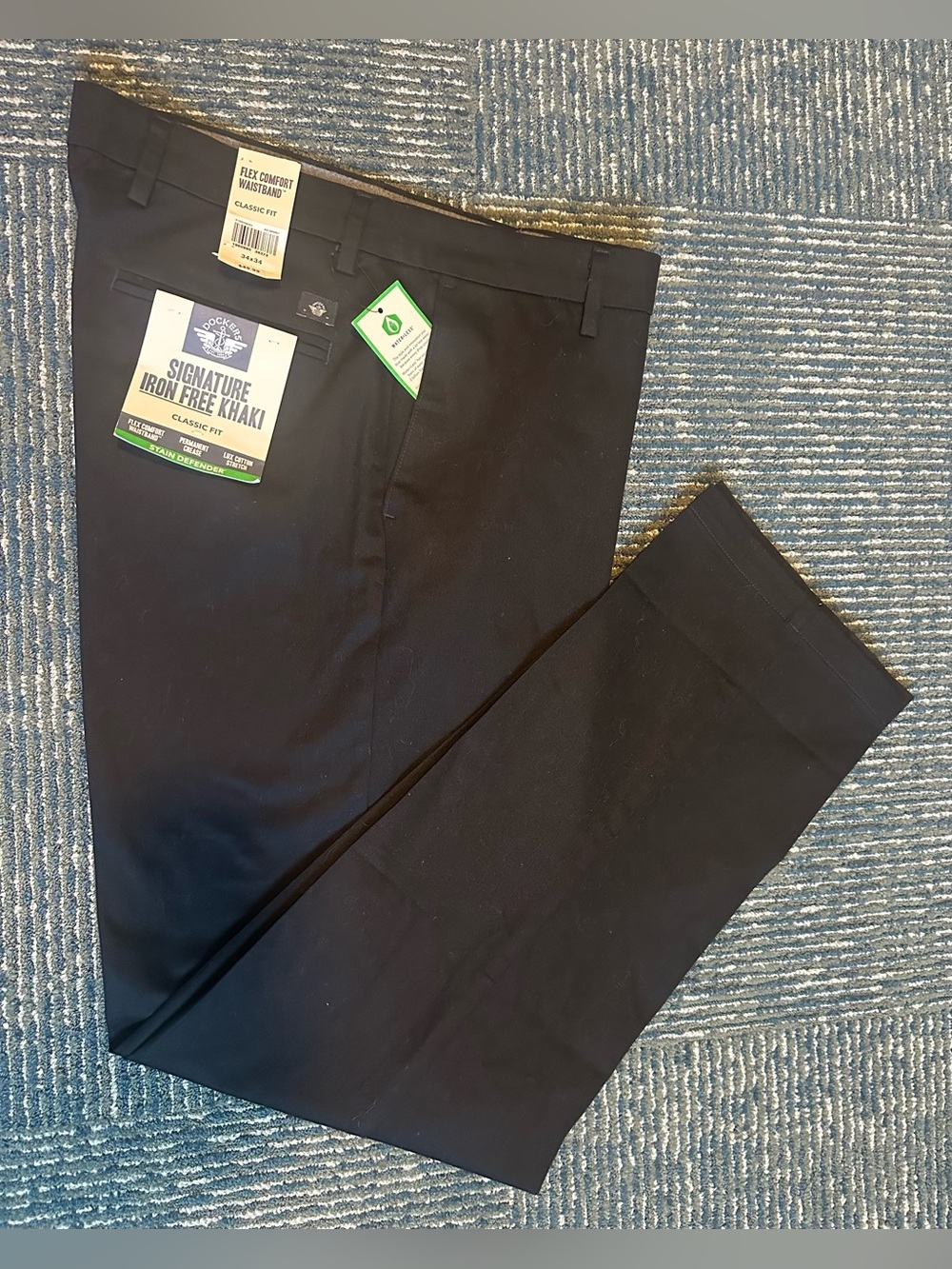 Men’s Dockers Pants 34x34 Black Straight Signature Khakis NWT $49.99 Classic Fit